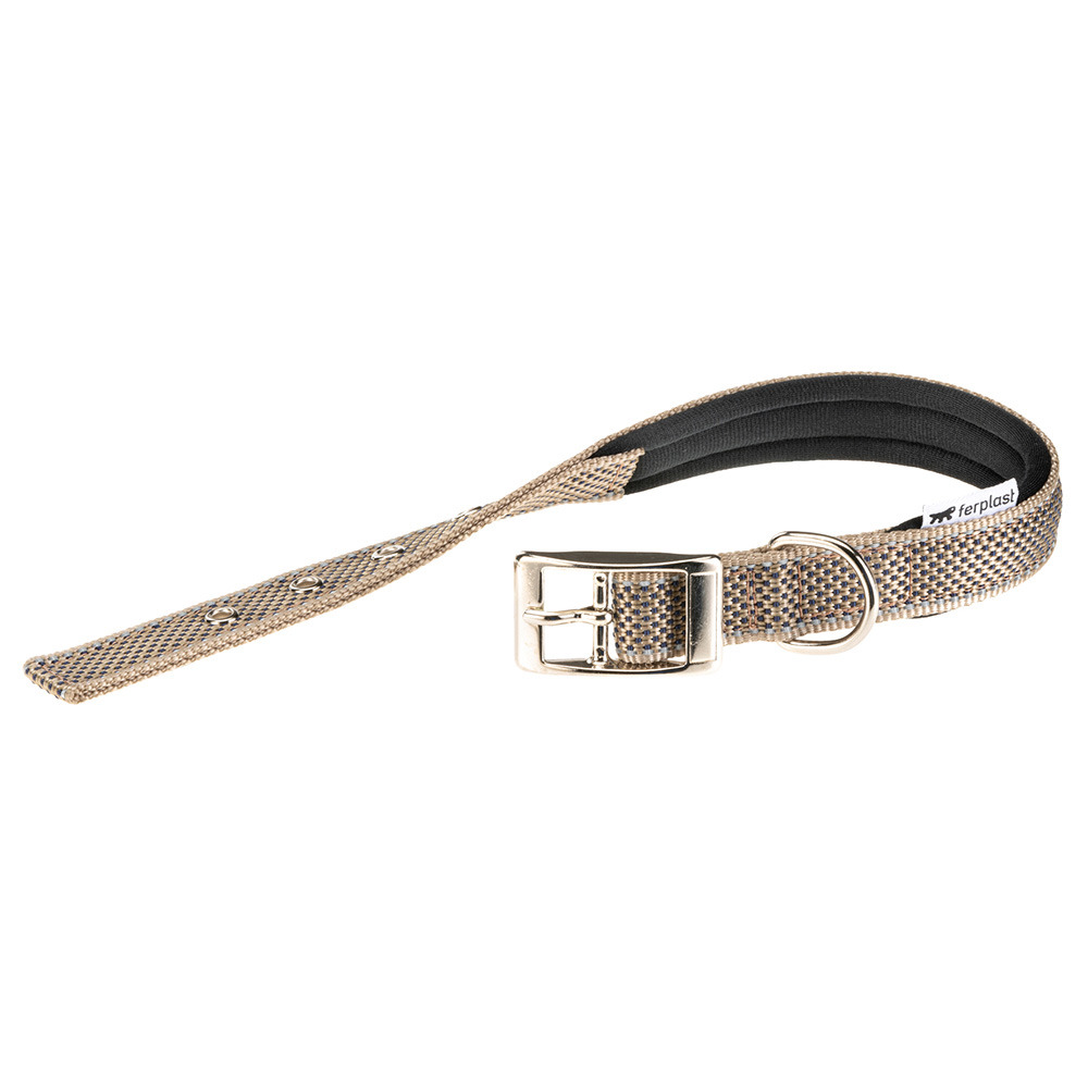 Collier pour chiens réfléchissant rembourré daytona deluxe c25/45, réglable, boucle en métal, marron-noir