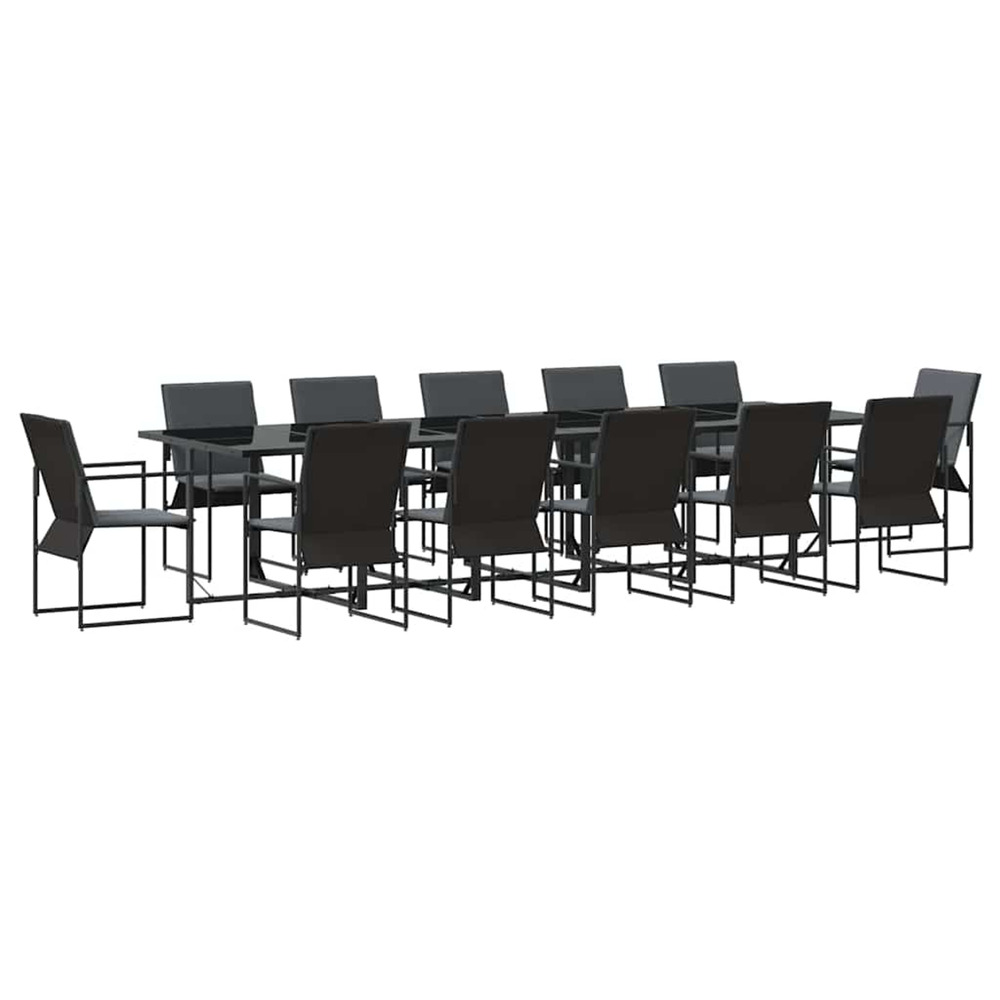 Ensemble de salle à manger pour jardin 13 pcs noir acier