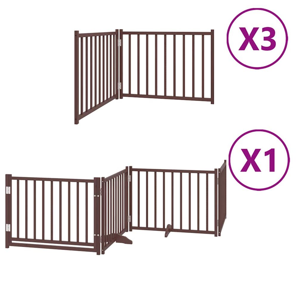 Barrière pour chien porte pliable 10 panneaux bois de peuplier