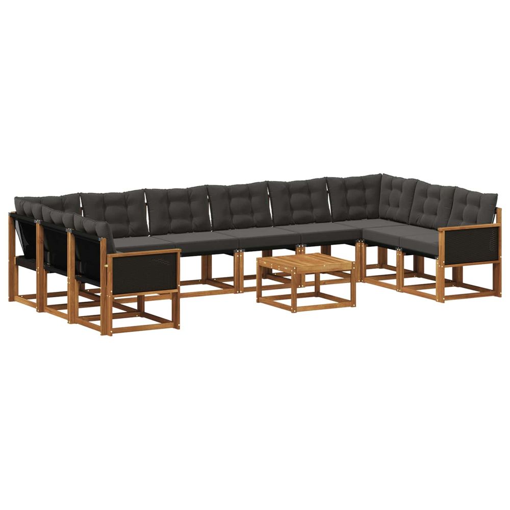 Ensemble de canapés d'extérieur 11 pc naturel et noir