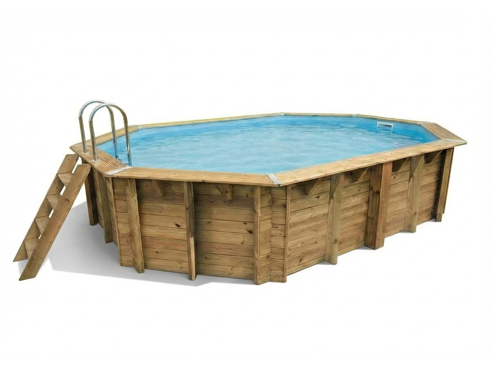 Piscine bois azura 6,10 x 4,00 x 1,20 m - liner bleu