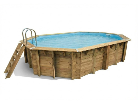Piscine bois azura 6,10 x 4,00 x 1,20 m - liner bleu