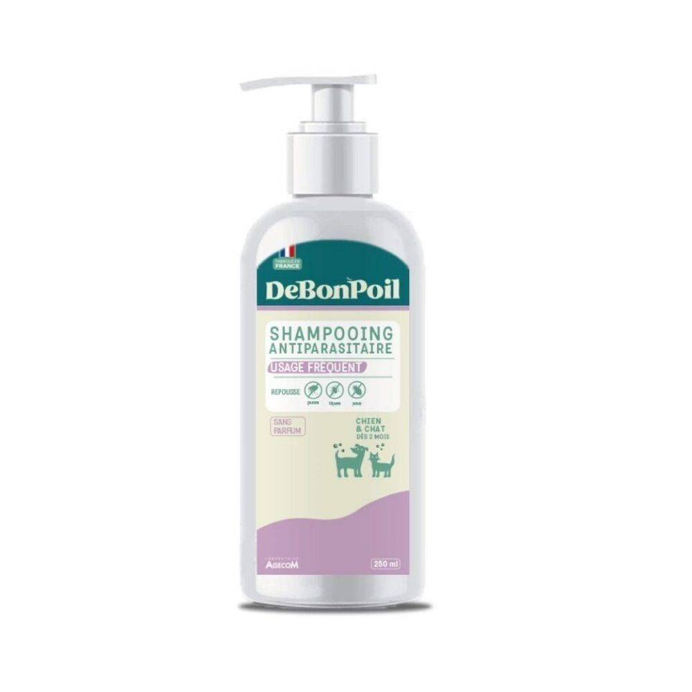 Shampooing 2 en 1 antiparasitaire chien chat debonpoil 250 ml 250 ml