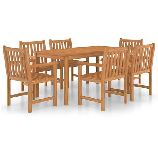 Ensemble de salle à manger de jardin 7 pièces 160 x 80 cm en bois de teck massif