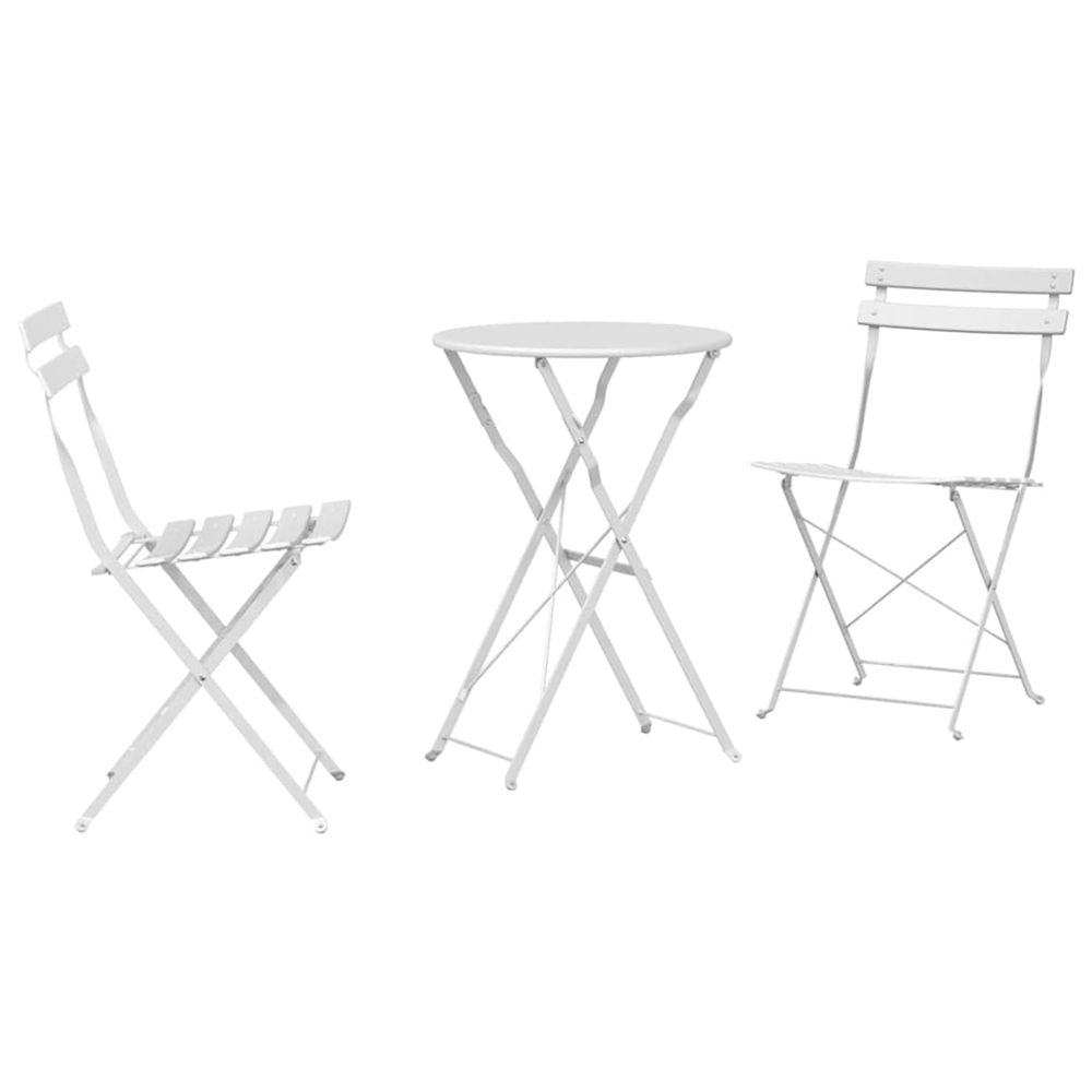 Ensemble bistro pliant 3 pc blanc acier
