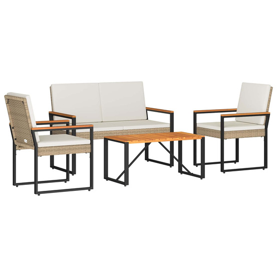 Ensemble de meubles d'extérieur 4 pcs beige et blanc crème