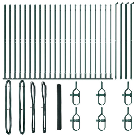 Clôture avec poteaux vert 1.4 x 50 m acier recouvert de pvc