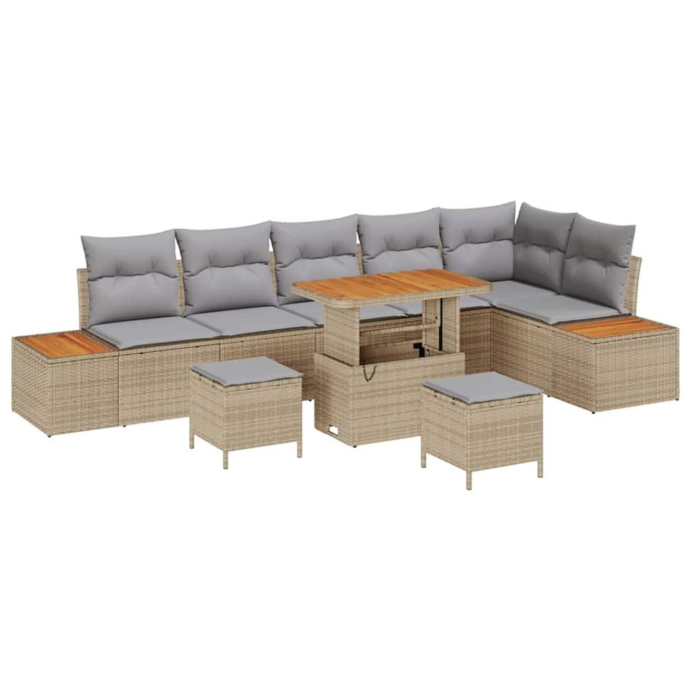 Ensemble de canapé de jardin 9 pc 8-nombre de places beige