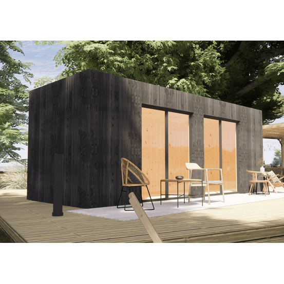 Extension maison en bois 6,6 x 2,4 x 2,7 m avec plancher isolé / menuiseries alu k-line