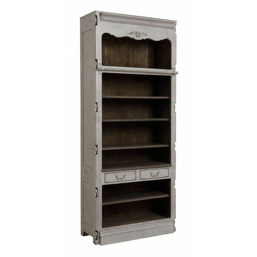 Bibliothèque modulable 2 tiroirs bois gris - château interior's