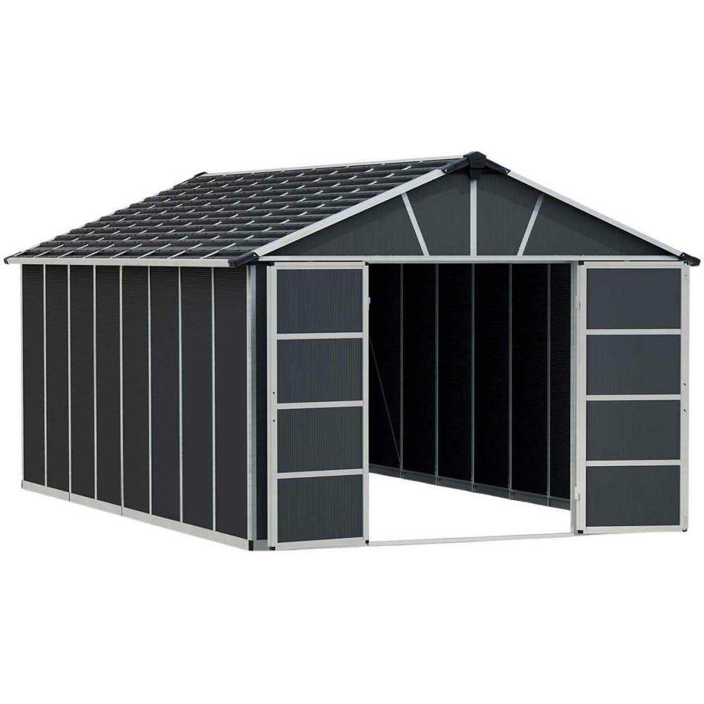 Abri de jardin en aluminium et polycarbonate gris yukon 17. 2m²