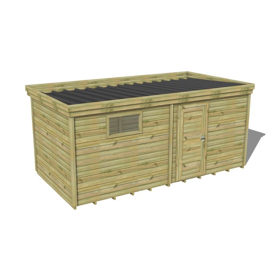 Abri de jardin bois pin traité autoclave 27mm - 5,69x2,64m / 15m2 - bac acier - plancher bois