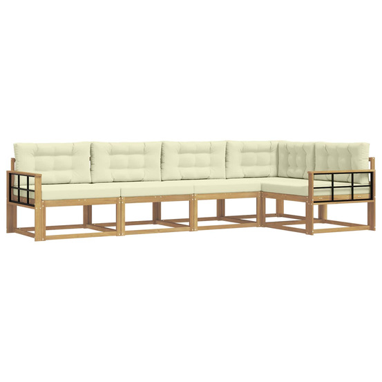 Ensemble de canapés d'extérieur 4 pcs blanc et crème polyester