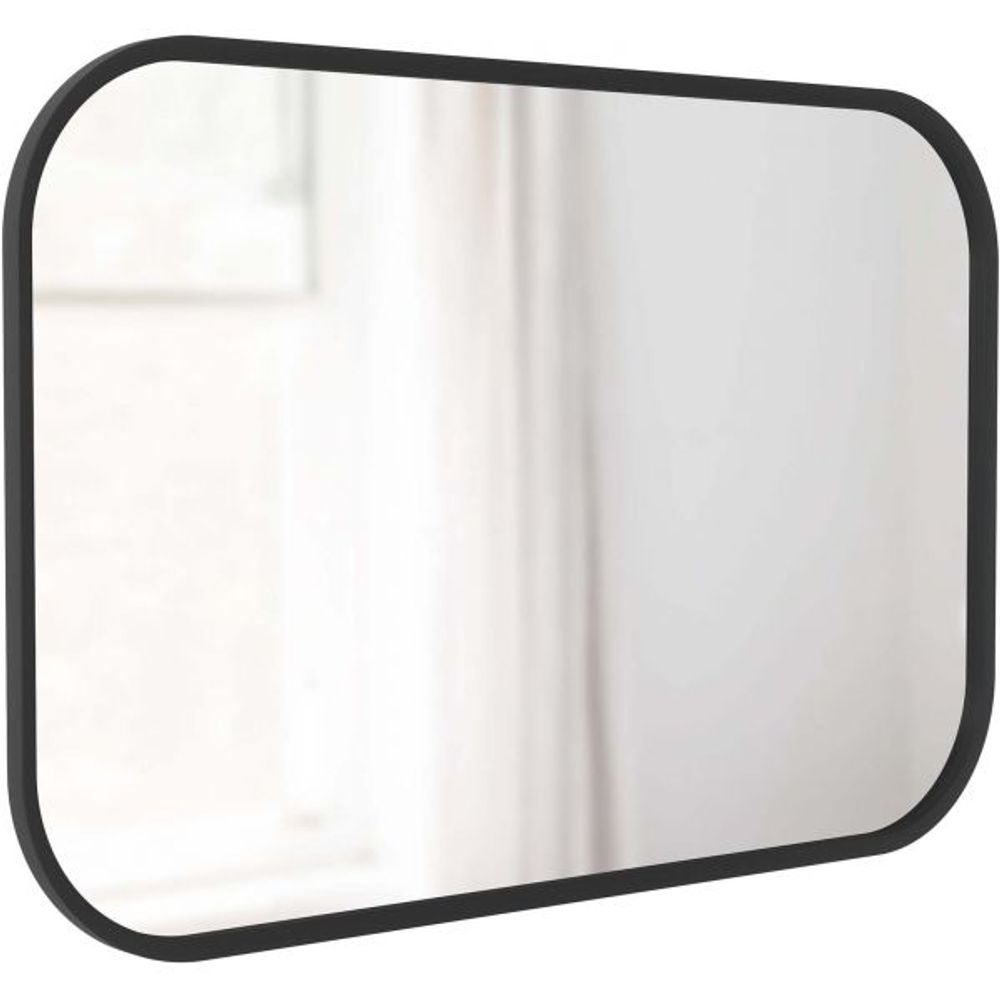 Miroir rectangulaire rebord caoutchouc 61 x 91 cm hub noir