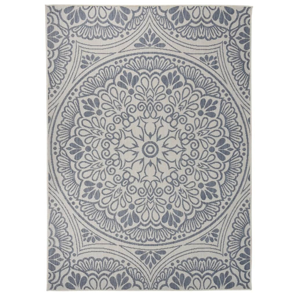 Tapis à tissage plat d'extérieur 200x280 cm motif bleu