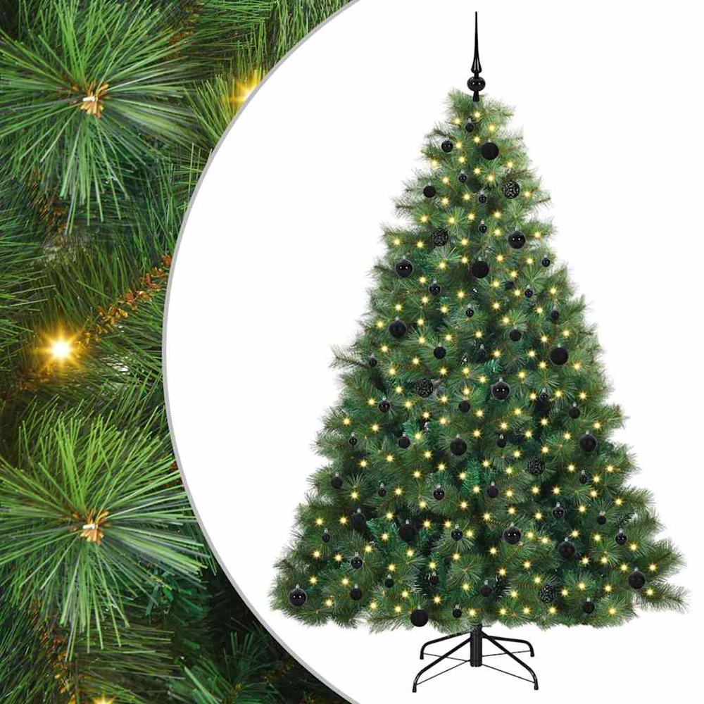 Sapin de noël artificiel avec 300 led vert 210 cm pe et pvc