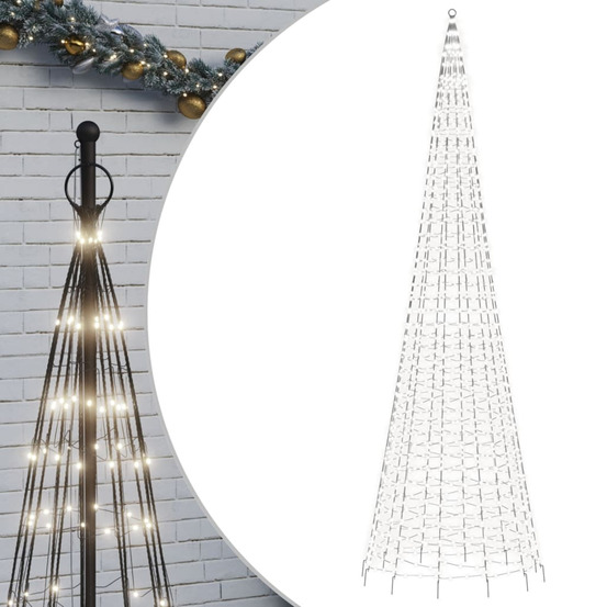 Sapin de noël à led sur mât de drapeau 1534 led blanc 500 cm