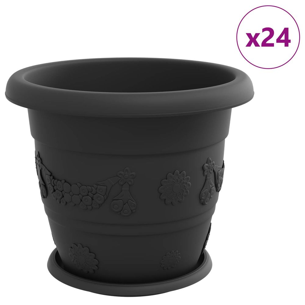 Pots de plantes 24 pc noir ø 34 x 28 cm plastique