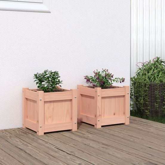 Lot de 2 jardinières bois de douglas durable pour extérieur 31 cm
