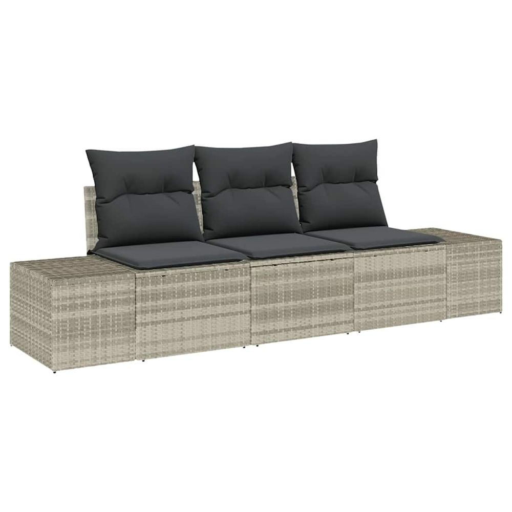 Ensemble de canapé de jardin 3 pc gris clair polyrotin