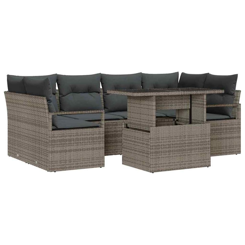 Ensemble de canapé de jardin 7 pc gris poly rotin