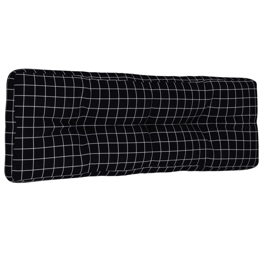 Coussin de palette motif à carreaux noir 120x40x12 cm tissu