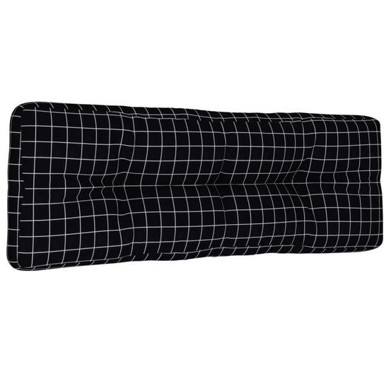 Coussin de palette motif à carreaux noir 120x40x12 cm tissu