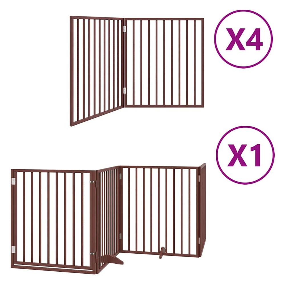 Barrière pour chien porte pliable 12 panneaux bois de peuplier