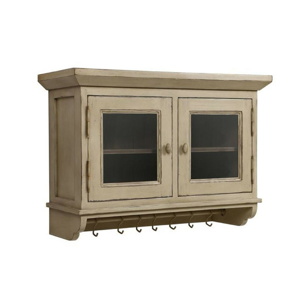 Meuble de cuisine haut 2 portes vitrées bois beige - brocante interior's