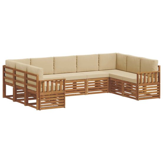 Ensemble de canapés d'extérieur 9 pc naturel et beige