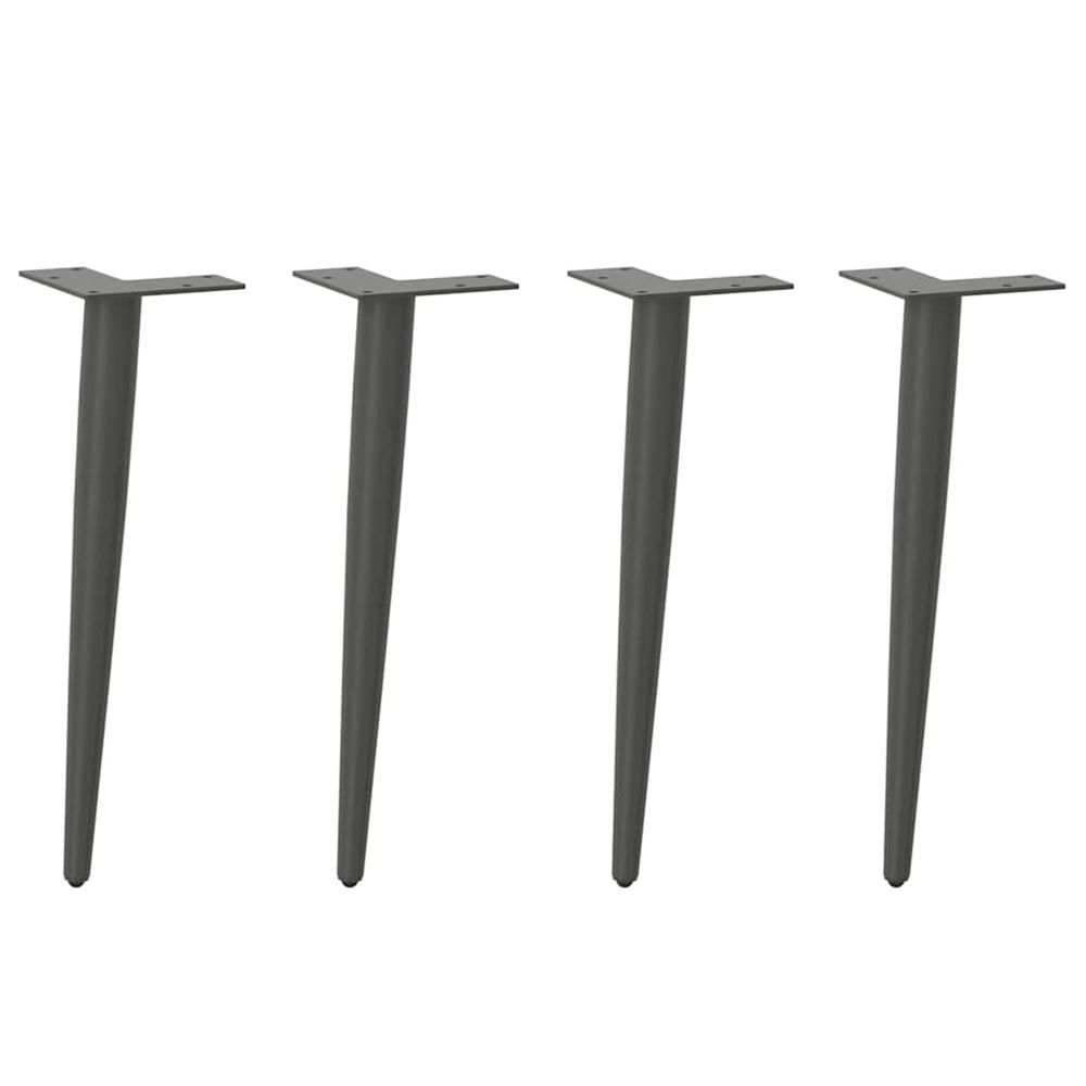 Pieds de table basse coniques 4 pièces anthracite 42-43 cm acier