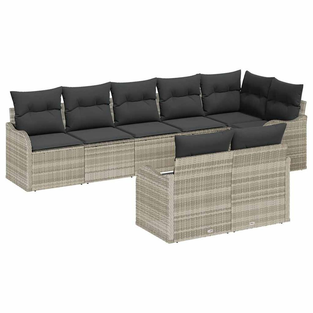 Ensemble de canapé de jardin gris clair polyrotin