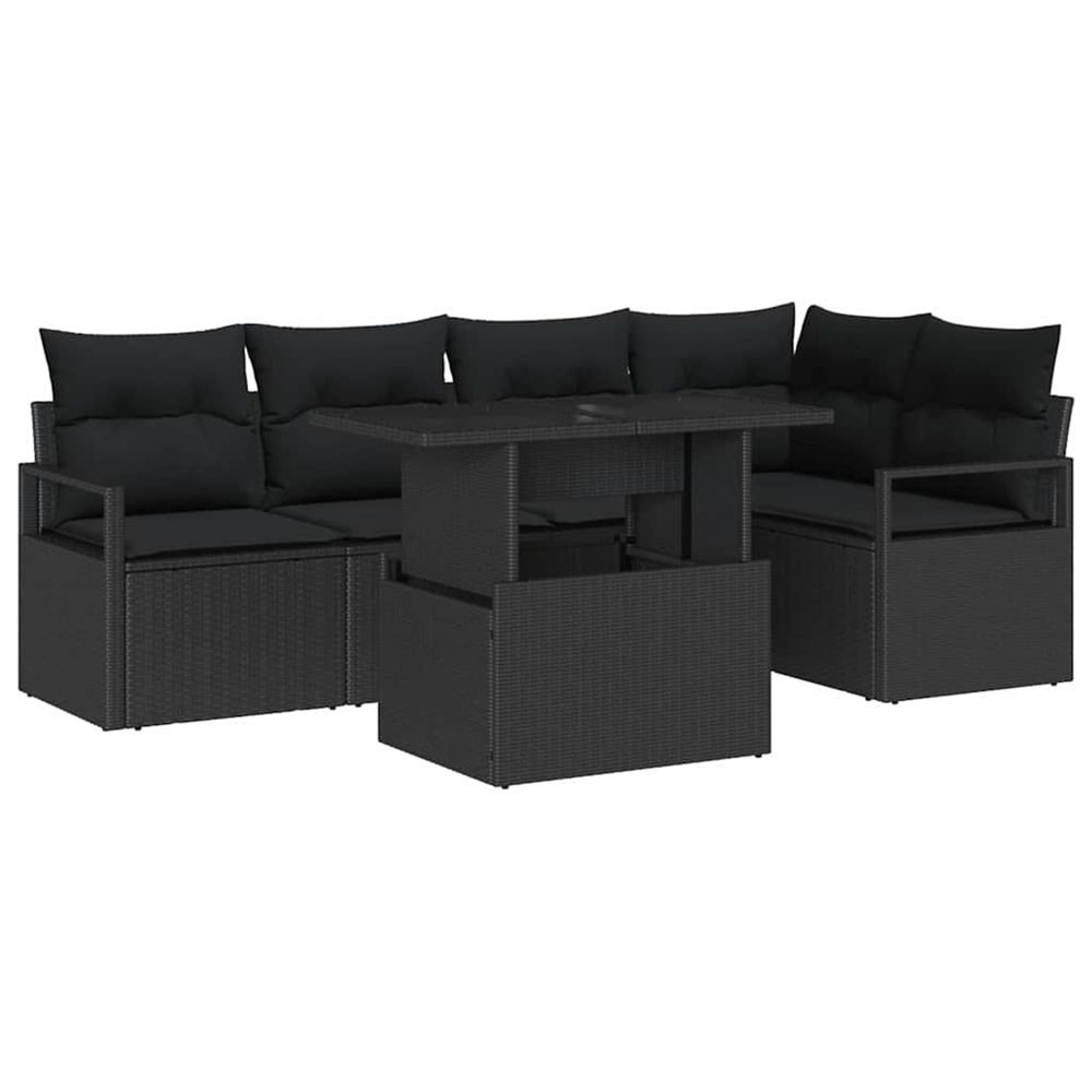 Ensemble de canapé de jardin 6 pc 5-nombre de places noir