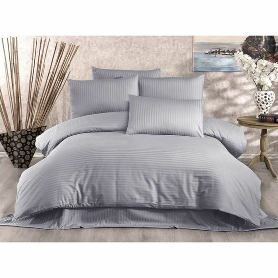 Parure de lit - housse de couette 220 x 240 + 2 taies d'oreiller 60 x 60, 70% polyester - gris