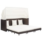 Canapé-lit extensible 3 places avec toit résine tressée marron