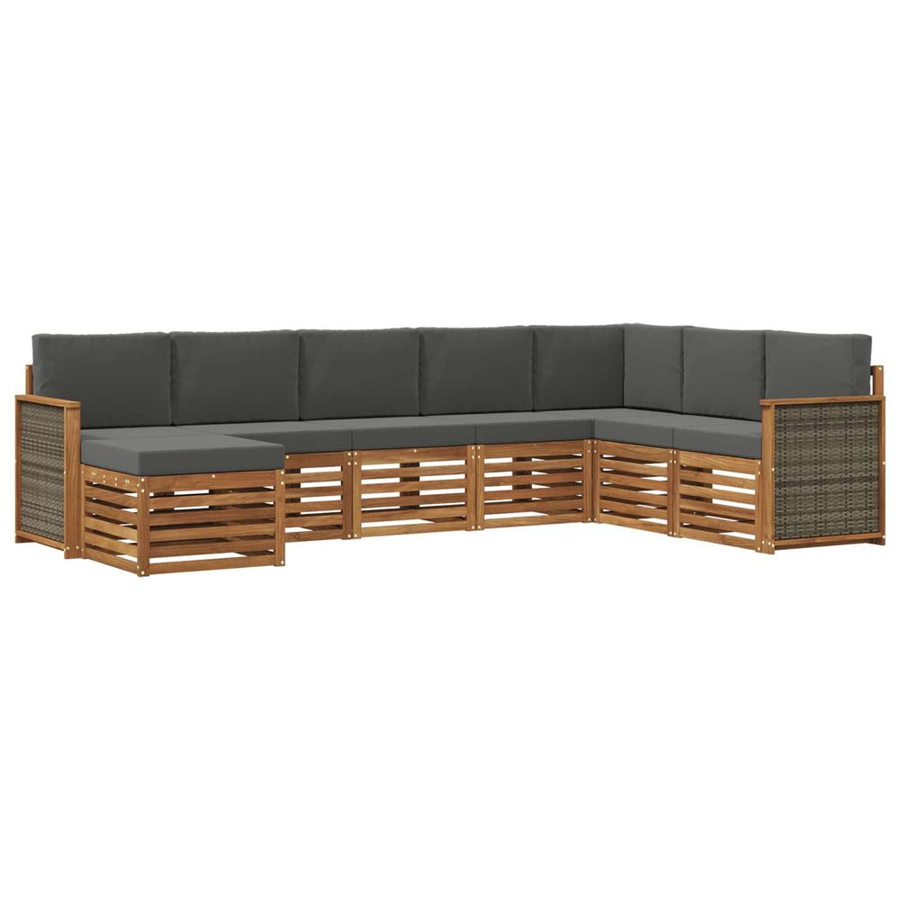 Ensemble de canapés d'extérieur 6 pc naturel et anthracite