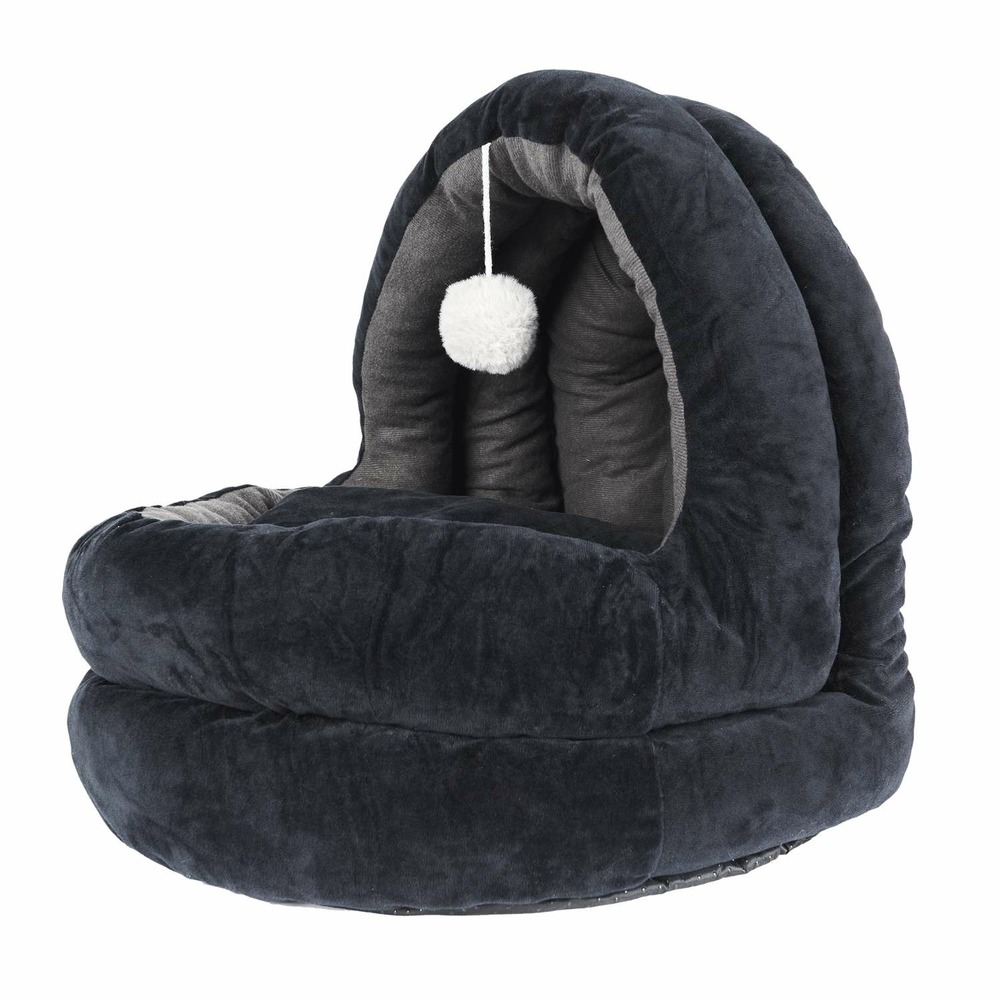 Panier apaisant pour chat et chien plume - gris anthracite