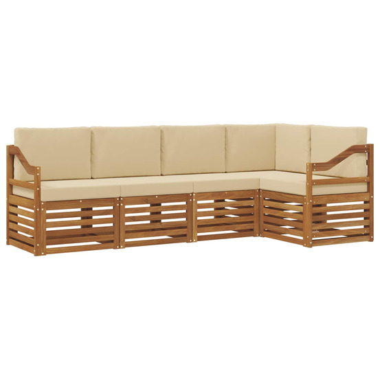 Ensemble de canapé d'angle avec coussin 5 pcs naturel et beige
