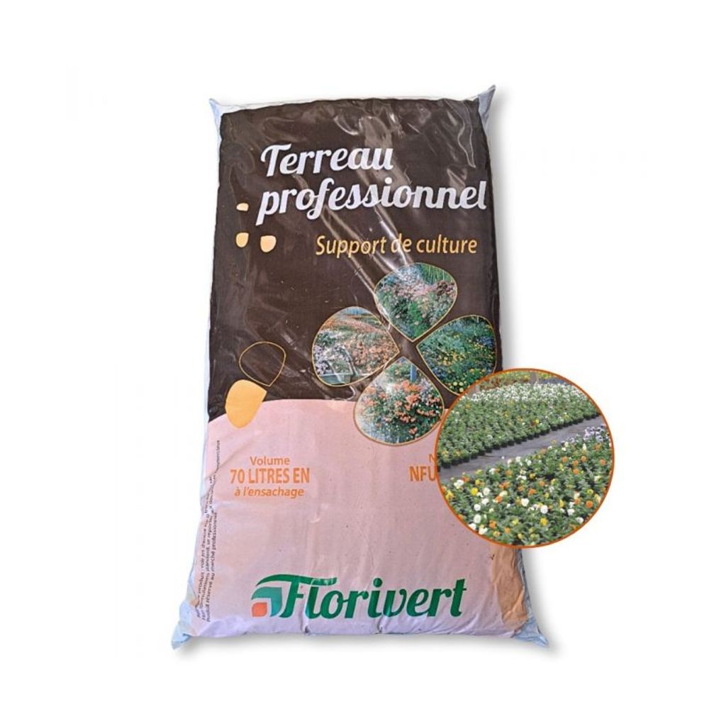 Pack de 10 sacs de terreau français pour plantes vertes et fleurs flori horticole 70l neg01644-10x70
