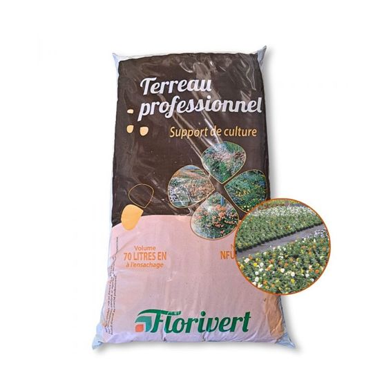 Pack de 10 sacs de terreau français pour plantes vertes et fleurs flori horticole 70l neg01644-10x70