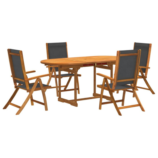Ensemble à manger de jardin 5pcs bois d'acacia solide textilène