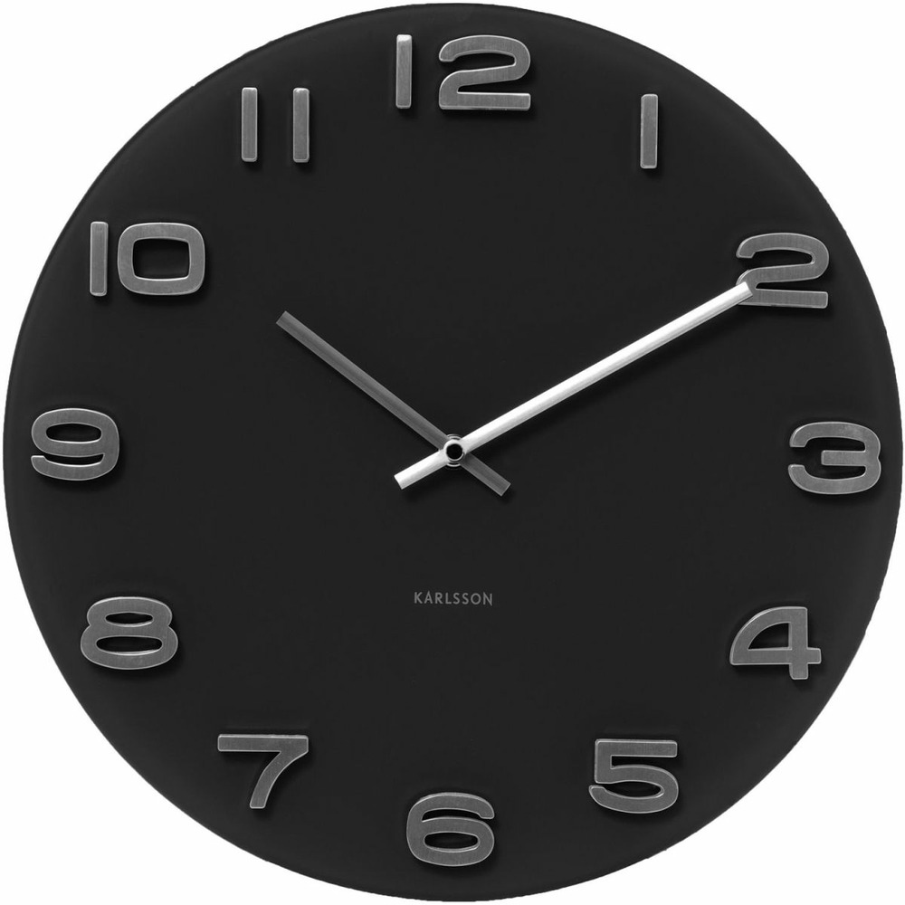 Horloge ronde vintage en verre 35 cm noir