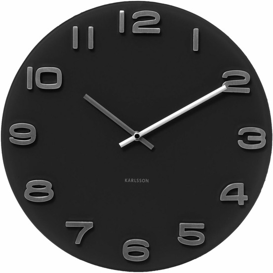 Horloge ronde vintage en verre 35 cm noir