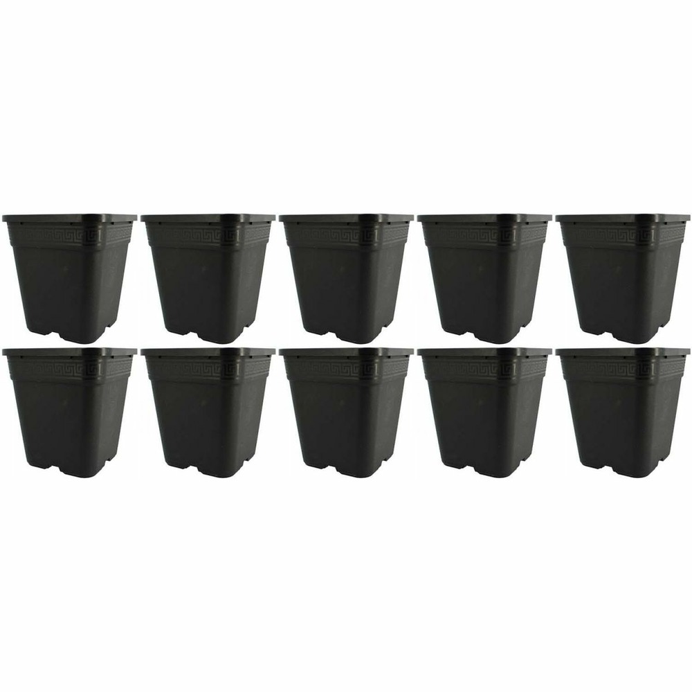 Pot de plantation carré noir 6 litres - 19 x 19 x 21 cm lot de 10