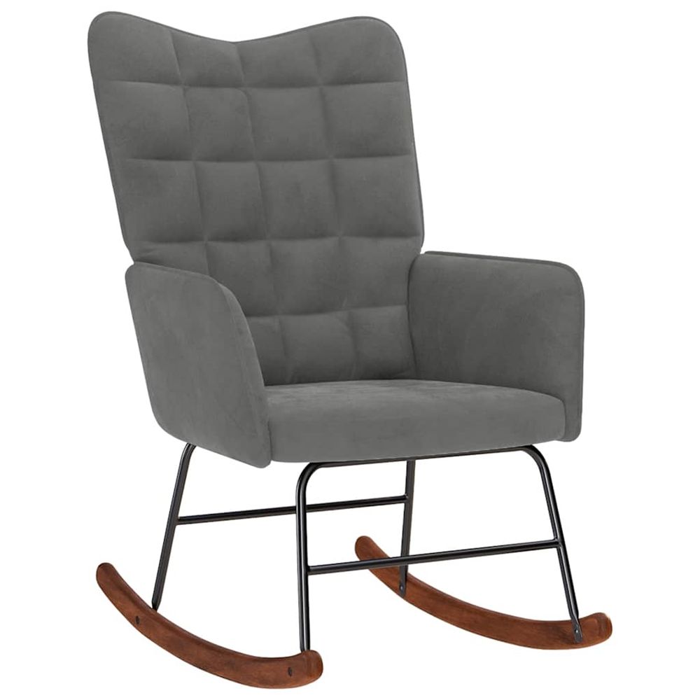 Chaise à bascule gris foncé velours