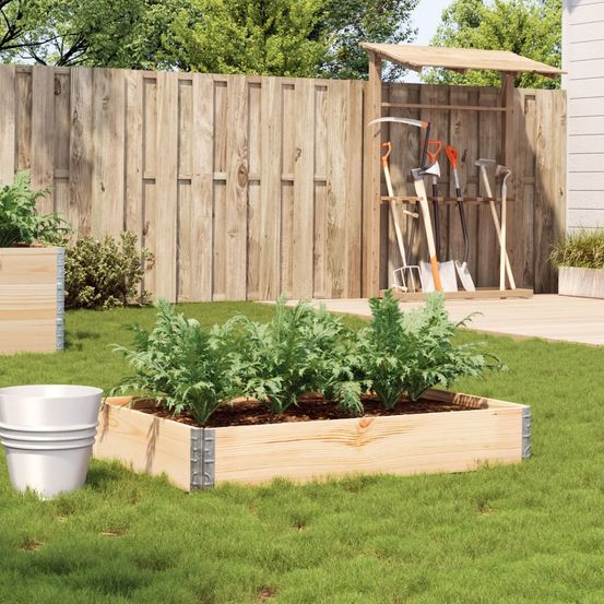 Bac potager bois de pin massif pour jardin terrasse pliable et empilable 120x80x21,5 cm
