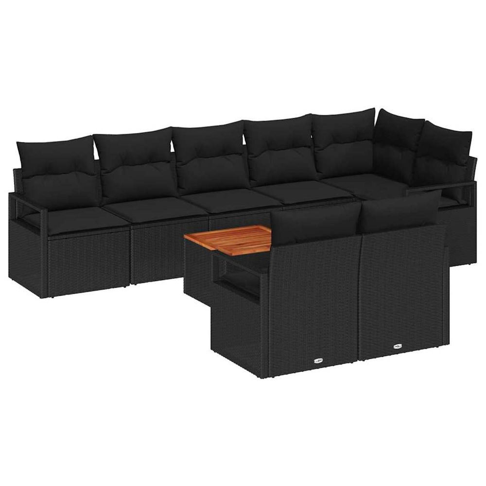 Ensemble de canapé de jardin 9 pc noir polyrotin