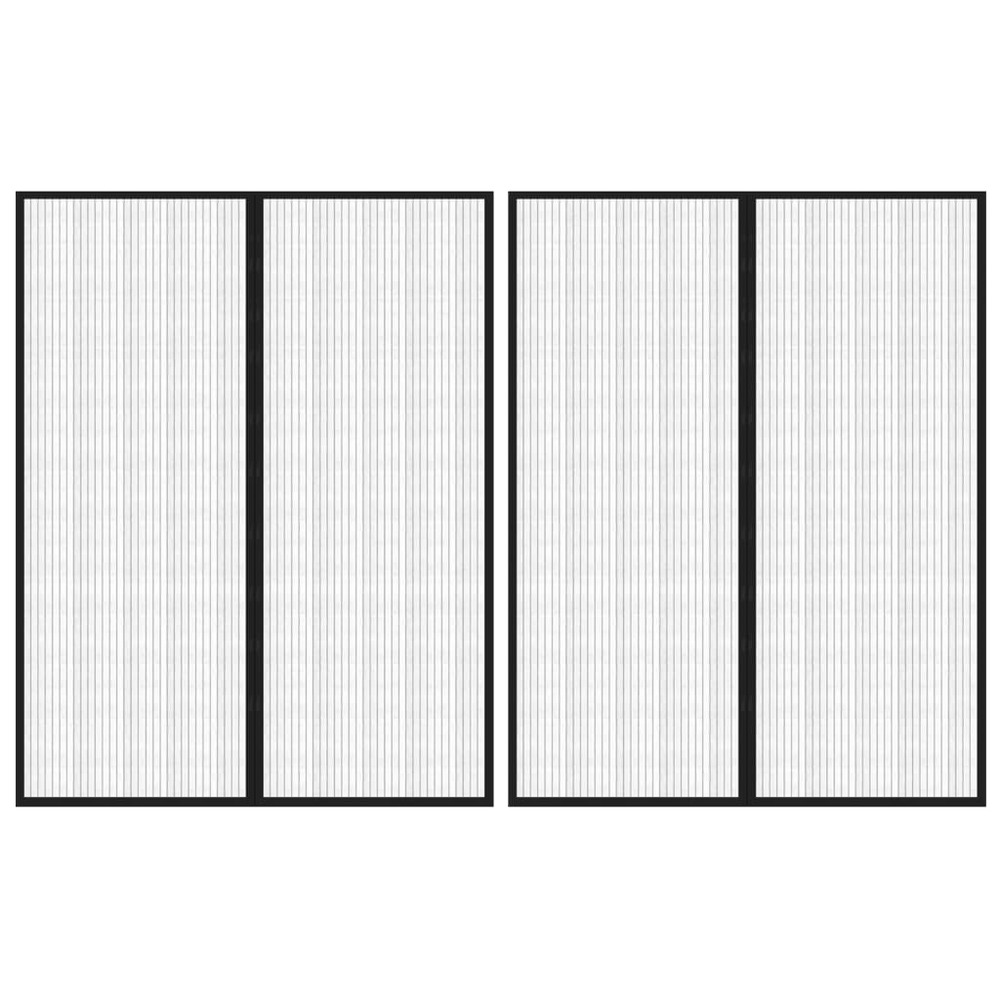 Rideaux de porte anti-insectes 2 pcs et aimants noir 230x160 cm