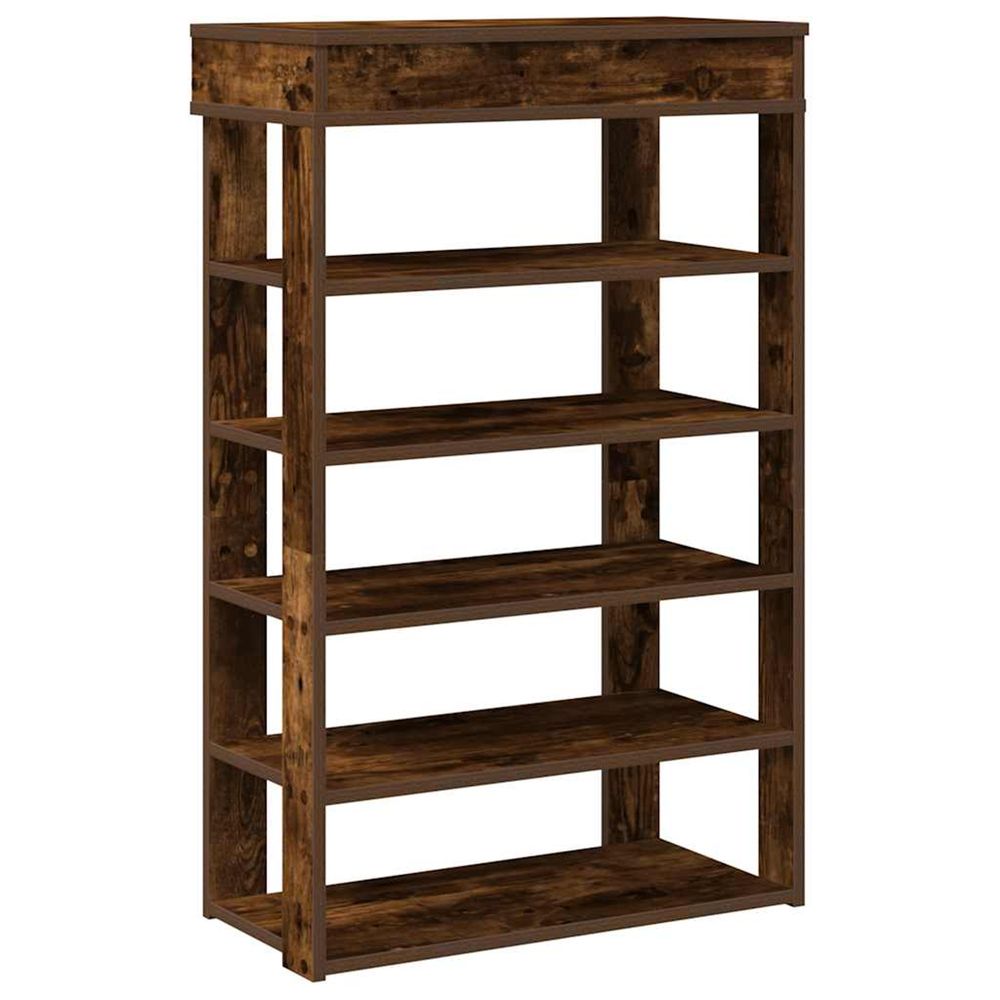 Étagère à chaussures chêne fumé 60x30x98 cm bois d'ingénierie