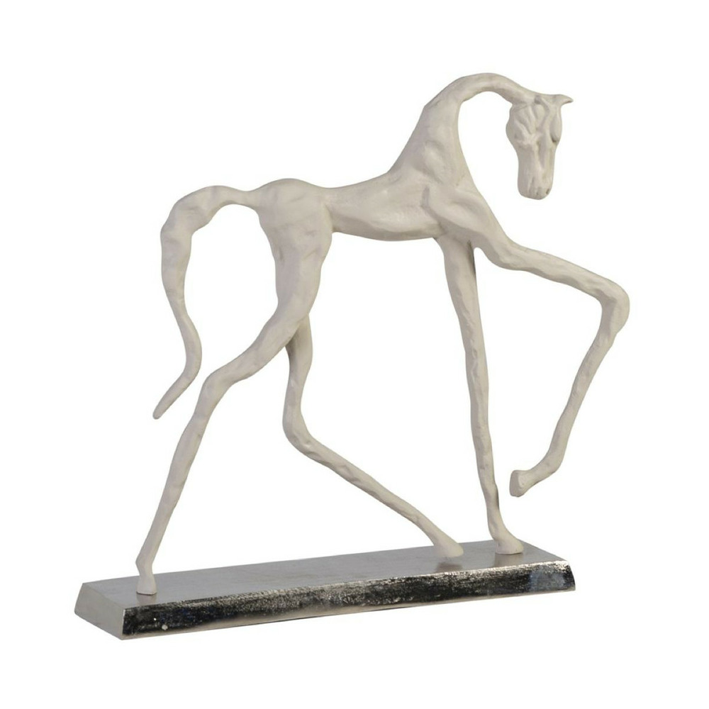 Sculpture cheval aluminium blanc - décoration d'autrefois
